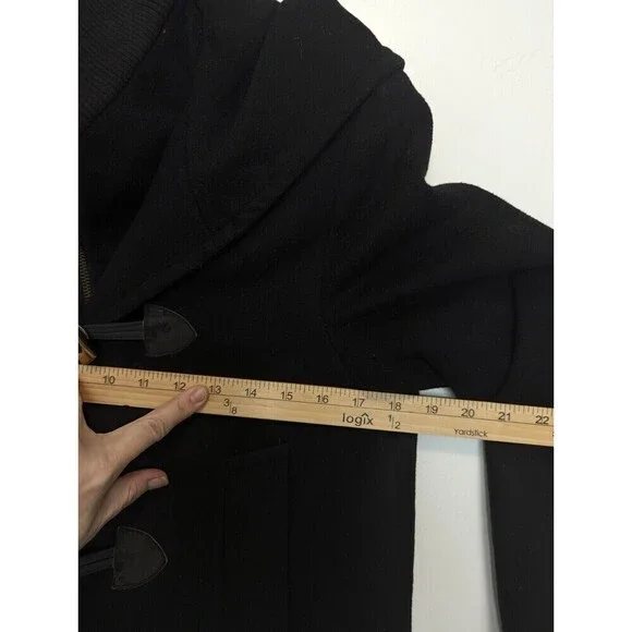 George Simonton Black Lambswool Cashmere Coat Size 4 - Picture 14 of 15